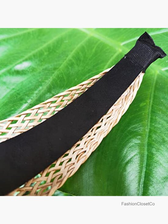 2 Pack Rattan Headbands with Bowknot, Comfy Brown White Head Bands, Boho Padded main image 5